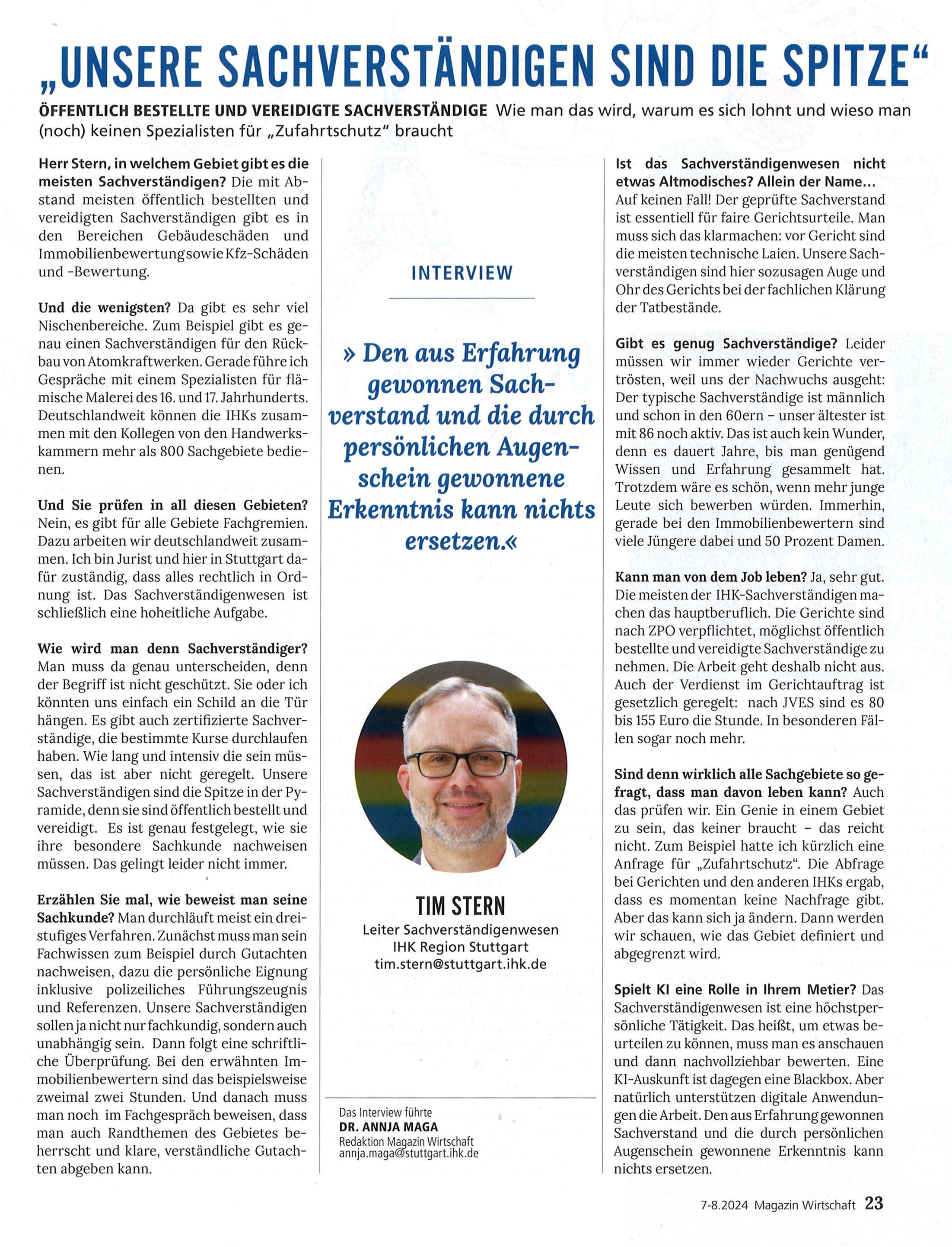 Unsere Sachverständigen sind die Spitze